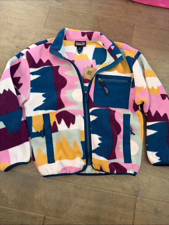 Patagonia Jackets & Blazers - Patagonia Pink Teal Mustard Patterned Fleece Jacket